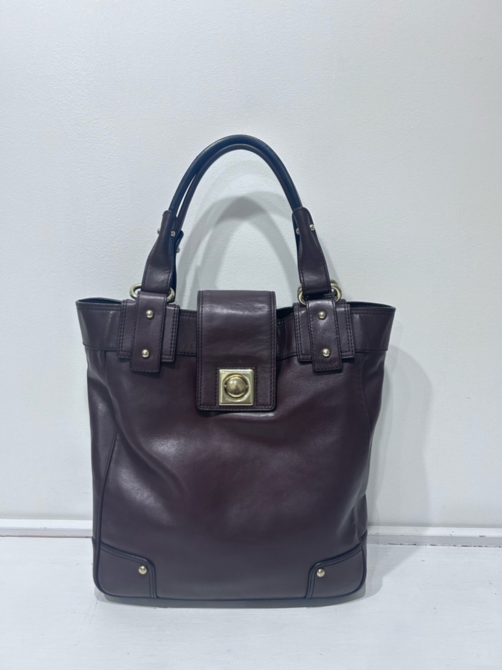 Banana Republic Leather Satchel Tote‎ Bag Structured Purse Y2K Vintage Style